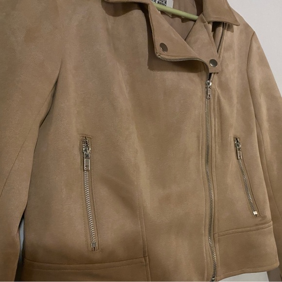 Faux suede moto biker jacket - Picture 2 of 6